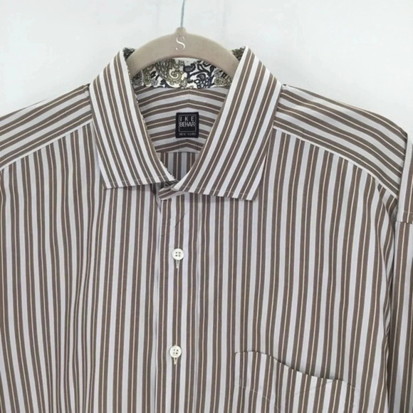 Ike Behar Men’s Striped Long Sleeve Shirt - Picture 4 of 7